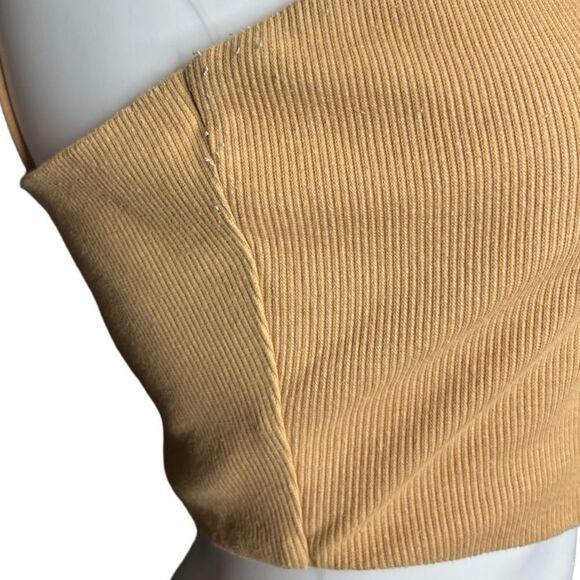 SHEIN Ribbed Casual Cropped Tank Top Tan Size Medium - Picture 2 of 3